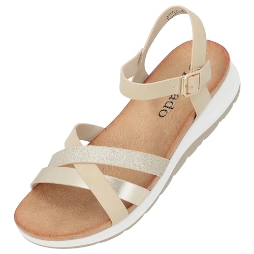 Palado Jantai Plateusandalen Damen - modische Sandaletten mit Absatz - Elegante Wedges für Frauen - bequeme Plateau Schuhe Gold UK4,5 - EU37 von Palado