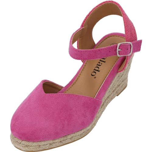 Palado Keilsandalen Damen Sathos - modische Sandaletten mit Absatz - elegante Wedges für Frauen - bequeme Plateauschuhe - stilvolle High Heels Plateau Pink UK6 - EU39 von Palado