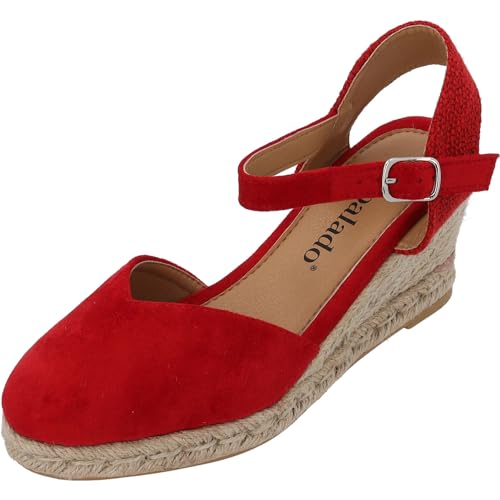 Palado Keilsandalen Damen Sathos - modische Sandaletten mit Absatz - elegante Wedges für Frauen - bequeme Plateauschuhe - stilvolle High Heels Plateau Rot UK8 - EU41 von Palado