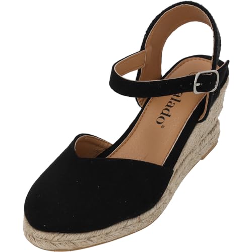 Palado Keilsandalen Damen Sathos - modische Sandaletten mit Absatz - elegante Wedges für Frauen - bequeme Plateauschuhe - stilvolle High Heels Plateau Schwarz UK6 - EU39 von Palado