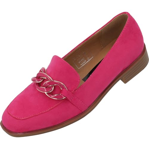 Palado Loafer Damen Behamas – elegante Halbschuhe - Slipper im zeitlosen Design - Sommerschuhe - modisch und bequem Fuchsia UK4,5 - EU37 von Palado