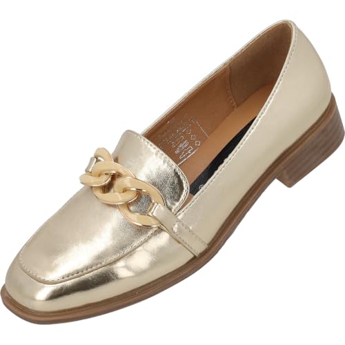 Palado Loafer Damen Behamas – elegante Halbschuhe - Slipper im zeitlosen Design - Sommerschuhe - modisch und bequem Gold Metallic UK6 - EU39 von Palado