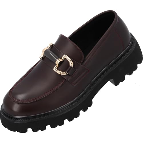 Palado Loafer Damen Kasnia - elegante Halbschuhe - Slipper im zeitlosen Design - Sommerschuhe - modisch und bequem Dunkelrot UK5,5 - EU38 von Palado