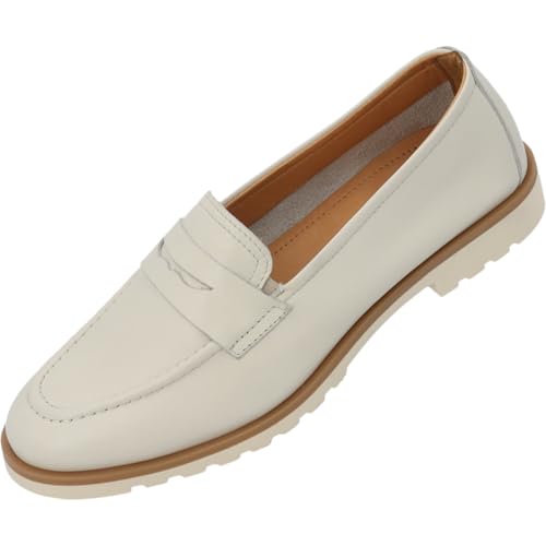Palado Loafer Damen Kazei – elegante Halbschuhe - Slipper im zeitlosen Design - Sommerschuhe - modisch und bequem Weiß UK8 - EU41 von Palado