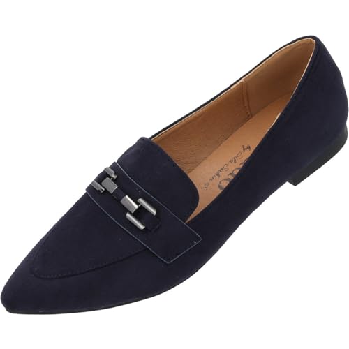Palado Loafers Damen Lixis by Sila Sahin - elegante Halbschuhe - Slipper im zeitlosen Design - Sommerschuhe - modisch und bequem Blau UK8 - EU41 von Palado