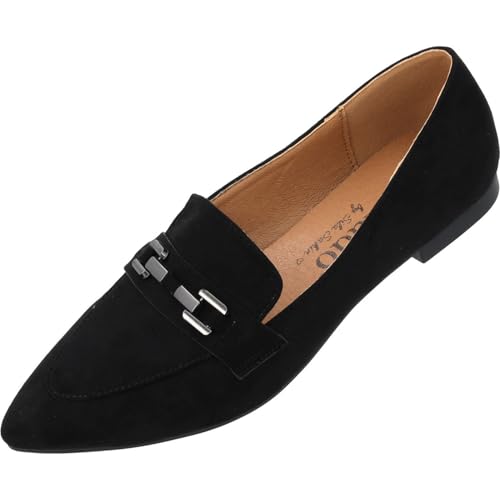 Palado Loafers Damen Lixis by Sila Sahin - elegante Halbschuhe - Slipper im zeitlosen Design - Sommerschuhe - modisch und bequem Schwarz UK6 - EU39 von Palado
