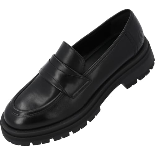 Palado Loafers Damen Raghir - stilvolle & bequeme Lederloafer mit robuster Profilsohle - elegante Halbschuhe für Frauen - ideal für den Herbst & Alltag Schwarz UK7 - EU40 von Palado