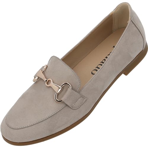 Palado Loafers Damen Sulva – elegante Halbschuhe - Slipper im zeitlosen Design - modische Sommerschuhe - für Business und Freizeit Beige UK8 - EU41 von Palado