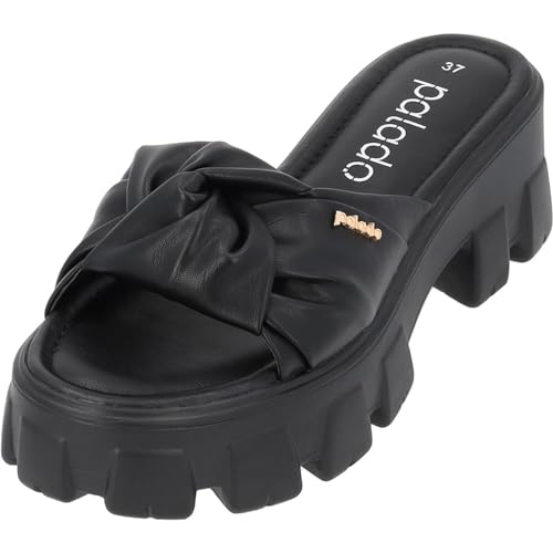 Palado Damen Plateau Sandalen Loja - modische Schuhe mit Absatz - Elegante Hausschuhe für Frauen - Bequeme Sommerschuhe - hohe angenehme Pantoletten schwarz UK8 - EU41 von Palado