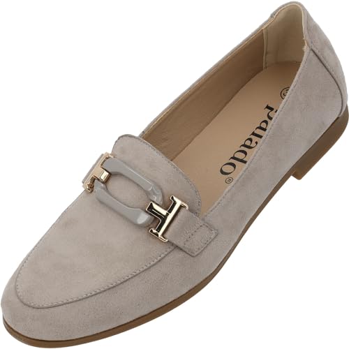 Palado Mokassin Damen Olvah - leichte Ballerina elegant - modische Schuhe für Frauen - bequeme flache Sommerschuhe Beige UK8 - EU41 von Palado