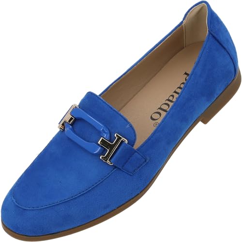 Palado Mokassin Damen Olvah - leichte Ballerina elegant - modische Schuhe für Frauen - bequeme flache Sommerschuhe Blau UK4,5 - EU37 von Palado