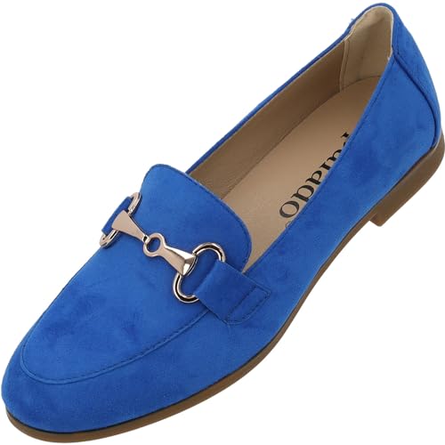 Palado Mokassin Damen Sulva - leichte Ballerina elegant - modische Schuhe für Frauen - Bequeme Flache Sommerschuhe Blau UK5,5 - EU38 von Palado