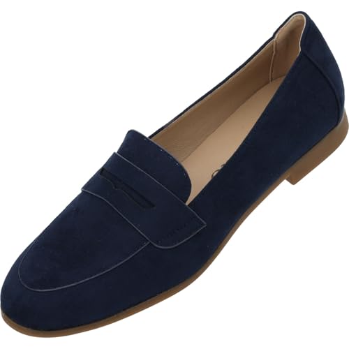 Palado Mokassins Damen Arselaus - elegante Loafer - Halbschuhe im zeitlosen Design - Sommerschuhe - modisch und bequem Dunkelblau UK7 - EU40 von Palado