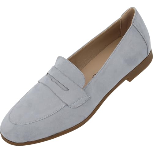 Palado Mokassins Damen Arselaus - elegante Loafer - Halbschuhe im zeitlosen Design - Sommerschuhe - modisch und bequem Hellblau UK8 - EU41 von Palado