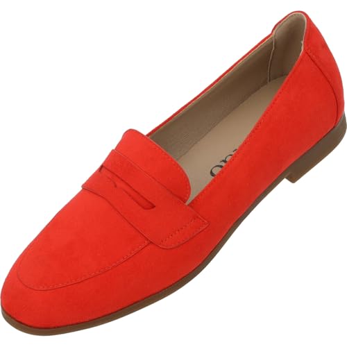 Palado Mokassins Damen Arselaus - elegante Loafer - Halbschuhe im zeitlosen Design - Sommerschuhe - modisch und bequem Rot UK5,5 - EU38 von Palado