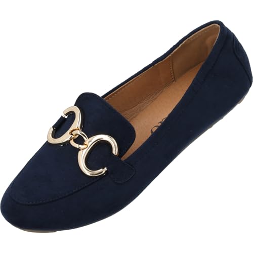 Palado Mokassins Damen Losmus - elegante Loafer - Halbschuhe im zeitlosen Design - Sommerschuhe - modisch und bequem Dunkelblau UK4,5 - EU37 von Palado
