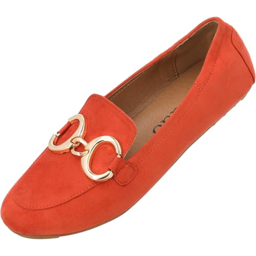 Palado Mokassins Damen Losmus - elegante Loafer - Halbschuhe im zeitlosen Design - Sommerschuhe - modisch und bequem Orange UK7 - EU40 von Palado