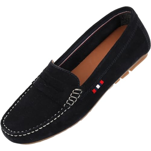 Palado Mokassins Damen Strun – elegante Halbschuhe aus Leder - Slipper im zeitlosen Design - modische Sommerschuhe - modisch und bequem Blau UK4,5 - EU37 von Palado