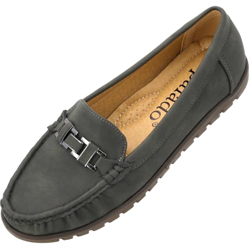 Palado Mokassins Damen Tsasina – elegante Loafer - bequeme Halbschuhe - modische Slipper Khaki UK7 - EU40 von Palado