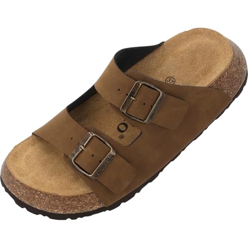 Palado Pantoletten Damen Elaha Mega - bequeme Sandalen Made in Spain - Hausschuhe mit Kork-Fußbett - modische Sommerschuhe Braun UK7 - EU40 Palado Pantoletten Damen Elaha Mega - bequeme Sandalen Made in Spain - Hausschuhe mit Kork-Fußbett - modische Sommerschuhe Braun UK7 - EU40 von Palado