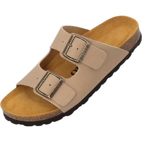 Palado Pantoletten Damen Korfu Oiled Premium Leather - modische Sandalen Made in Spain - bequeme Hausschuhe - modische Sommerschuhe Taupe/Velours UK7 - EU40 Palado Pantoletten Damen Korfu Oiled Premium Leather - modische Sandalen Made in Spain - bequeme Hausschuhe - modische Sommerschuhe Taupe/Velours UK7 - EU40 von Palado