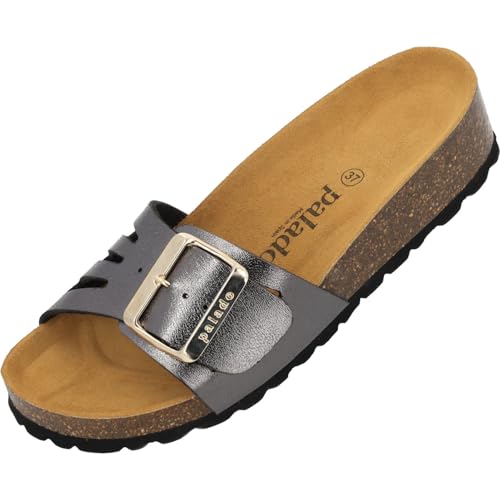 Palado Pantoletten Damen Malta EGS Wedge Vent - bequeme Sandalen Made in Spain - Hausschuhe mit Kork-Fußbett - modische Sommerschuhe Grau UK6 - EU39 von Palado
