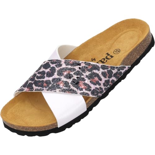 Palado Pantoletten Damen Rianel Wild by Sila Sahin - elegante Sandalen Made in Spain - bequeme Hausschuhe mit Kork-Fußbett - modische Sommerschuhe Rosa Leo UK9 - EU42 Palado Pantoletten Damen Rianel Wild by Sila Sahin - elegante Sandalen Made in Spain - bequeme Hausschuhe mit Kork-Fußbett - modische Sommerschuhe Rosa Leo UK9 - EU42 von Palado
