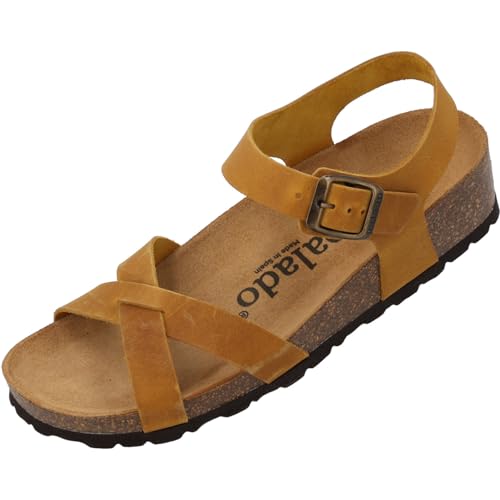 Palado Sandaletten Damen Ronda - elegante Sandalen Made in Spain - bequeme Sommerschuhe mit Fersenriemen - modische Pantoletten Gelb UK6 - EU39 von Palado