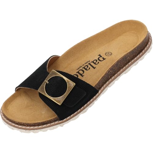 Palado Pantoletten Damen Sardo Corda - bequeme Sandalen Made in Spain - elegante Hausschuhe mit Kork-Fußbett - modische Sommerschuhe Schwarz UK8 - EU41 von Palado