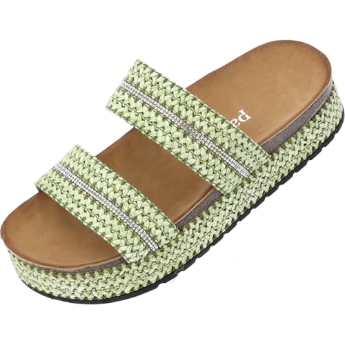 Palado Plateau-Pantoletten Damen Maziel – bequeme Sandalen - modische Sommerschuhe - Hausschuhe mit Plateau-Sohle Grün UK7 - EU40 von Palado