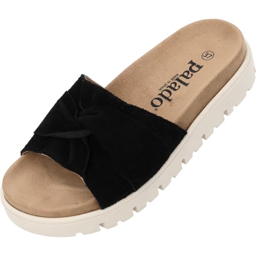 Palado Plateau-Pantoletten Damen Omayra - bequeme Sandalen Made in Spain - Hausschuhe mit Plateau-Sohle - modische Sommerschuhe Schwarz UK7 - EU40 von Palado