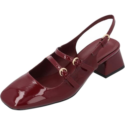 Palado Pumps Damen Guhala - Elegante Stöckelschuhe mit bequemen Blockabsatz - modische Schuhe mit Absatz - Sommerschuhe Bordeaux UK7 - EU40 von Palado