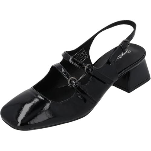 Palado Pumps Damen Guhala - Elegante Stöckelschuhe mit bequemen Blockabsatz - modische Schuhe mit Absatz - Sommerschuhe Schwarz UK9 - EU42 von Palado