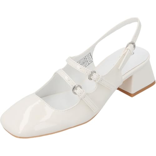 Palado Pumps Damen Guhala - Elegante Stöckelschuhe mit bequemen Blockabsatz - modische Schuhe mit Absatz - Sommerschuhe Weiß UK6 - EU39 von Palado