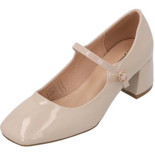 Palado Pumps Damen Nataye - Elegante Stöckelschuhe mit bequemen Blockabsatz - modische Schuhe mit Absatz - Sommerschuhe Beige UK7 - EU40 von Palado