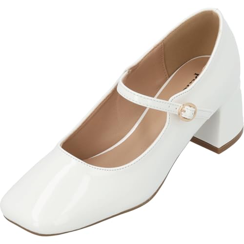 Palado Pumps Damen Nataye - Elegante Stöckelschuhe mit bequemen Blockabsatz - modische Schuhe mit Absatz - Sommerschuhe Weiß UK8 - EU41 von Palado