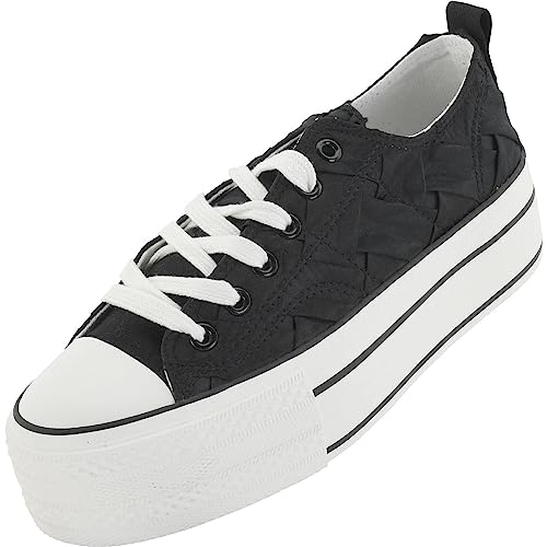 Palado Damen Sneaker Rubiza - Plateau Schuhe mit hohem Absatz - Bequeme Low Top Wedges Freizeitschuhe - modische atmungsaktive Sportschuhe für Frauen Black UK8 - EU41 von Palado