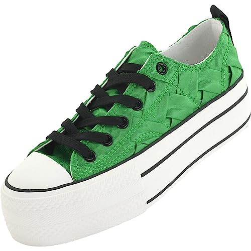 Palado Damen Sneaker Rubiza - Plateau Schuhe mit hohem Absatz - Bequeme Low Top Wedges Freizeitschuhe - modische atmungsaktive Sportschuhe für Frauen grün UK3,5 - EU36 von Palado