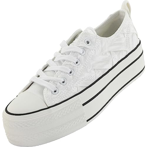 Palado Damen Sneaker Rubiza - Plateau Schuhe mit hohem Absatz - Bequeme Low Top Wedges Freizeitschuhe - modische atmungsaktive Sportschuhe für Frauen weiß UK3,5 - EU36 von Palado