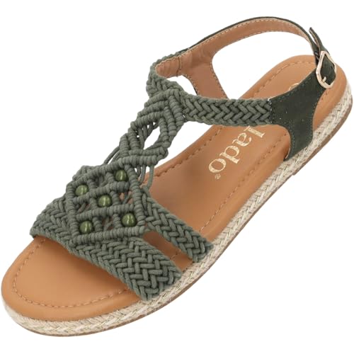 Palado Sandalen Damen Balhice - modische Pantoletten - elegante Sommerschuhe - bequeme Sandaletten mit verstellbarem Riemen Khaki UK7 - EU40 von Palado