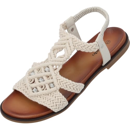 Palado Sandalen Damen Fathana - modische Pantoletten - elegante Sommerschuhe - bequeme Sandaletten mit elastischem Riemen Cremeweiß UK7 - EU40 Palado Sandalen Damen Fathana - modische Pantoletten - elegante Sommerschuhe - bequeme Sandaletten mit elastischem Riemen Cremeweiß UK7 - EU40 von Palado