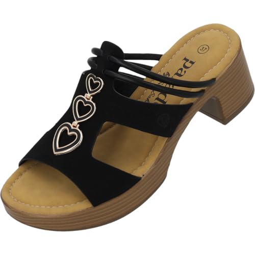 Palado Sandaletten Damen Thaumus by Sila Sahin - bequeme Pantoletten - elegante Hausschuhe - modische Sommerschuhe Schwarz UK3,5 - EU36 Palado Sandaletten Damen Thaumus by Sila Sahin - bequeme Pantoletten - elegante Hausschuhe - modische Sommerschuhe Schwarz UK3,5 - EU36 von Palado