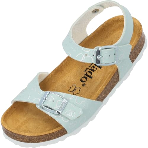 Palado Sandaletten Mädchen Kids Tarviso G Love – coole Sandalen Made in Spain - bequeme Hausschuhe mit trendigen Farben - modische Sommerschuhe mit Kork-Fußbett Türkis EU32 von Palado