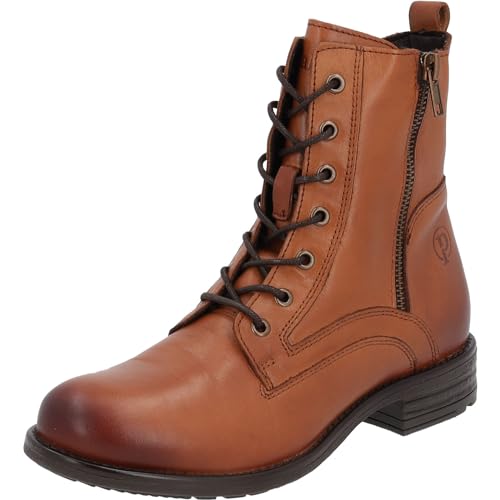 Palado Schnürstiefeletten Damen Lipari - kalt gefütterte Winterstiefel mit Reißverschluss - stilvolle Winterschuhe aus feinstem Echtleder mit absatz Braun (Cognac) UK4,5 - EU37 von Palado