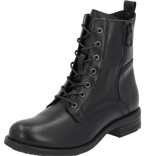 Palado Schnürstiefeletten Damen Lipari - kalt gefütterte Winterstiefel mit Reißverschluss - stilvolle Winterschuhe aus feinstem Echtleder mit absatz Schwarz UK4,5 - EU37 von Palado