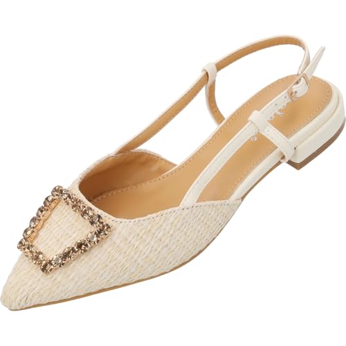Palado Slingback Damen Edniya - edle Sling-Ballerinas mit Metallverzierung - modische Sommerschuhe - elegante schuhe - vielseitig kombinierbar Beige UK4,5 - EU37 von Palado