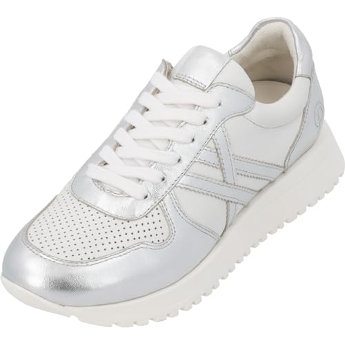 Palado Sneaker Damen Bradlix - modische Turnschuhe aus Schafsleder - elegant und bequem - vielseitiger sportlicher Look Weiß/Silber UK7 - EU40 von Palado