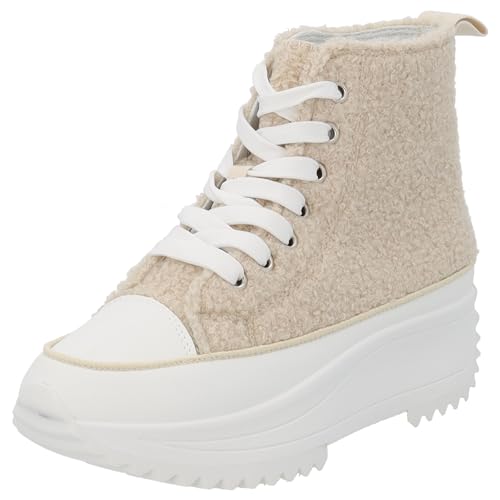 Palado Sneaker Damen Comino - modische Plateau Freizeitschuhe für Frauen - Elegante Sportschuhe aus feinstem Stoff - Bequeme Halbschuhe mit Absatz Beige UK4,5 - EU37 von Palado