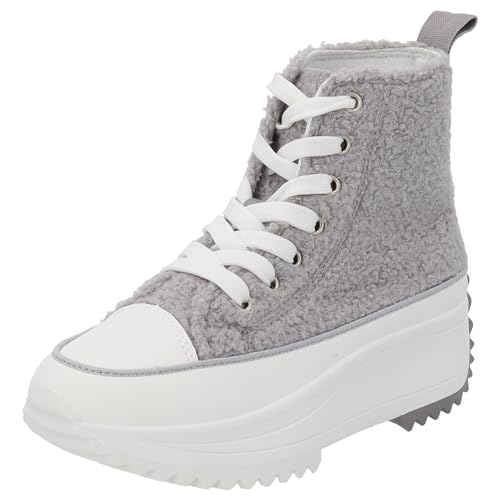 Palado Sneaker Damen Comino - modische Plateau Freizeitschuhe für Frauen - Elegante Sportschuhe aus feinstem Stoff - Bequeme Halbschuhe mit Absatz Grau UK3,5 - EU36 von Palado