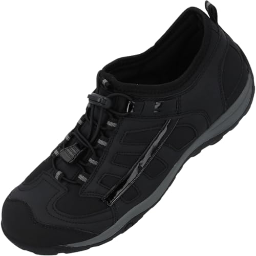 Palado Sneaker Damen Icni – modische Turnschuhe mit Schnellschnürung - elegant und bequem - vielseitiger sportlicher Look Schwarz UK8 - EU41 von Palado